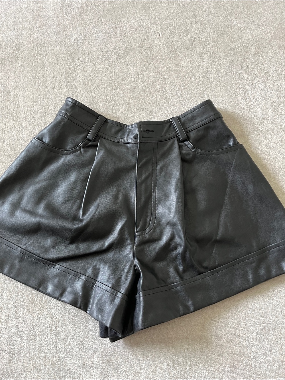 WeWoreWhat Black Faux Leather Bermuda Shorts